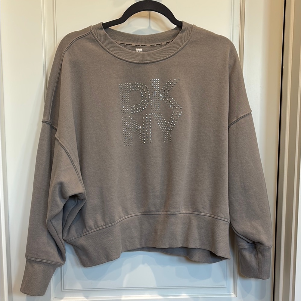 DKNY Taupe Sweatshirt with Logo Detail